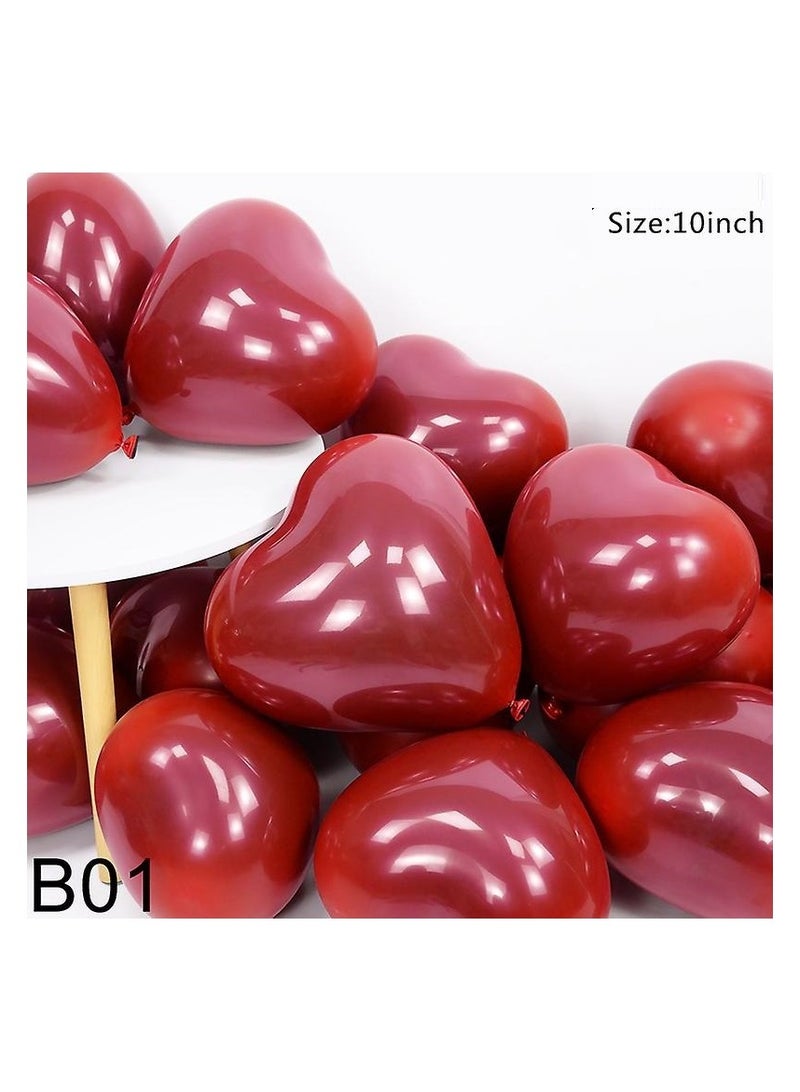 Boxwoods 50PCS Ruby Red Heart Shape Balloons 10 Inch For Valentines Day - Image 2